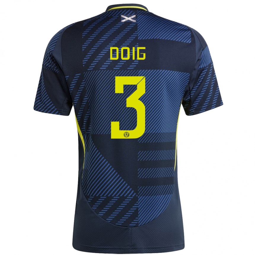 Men Football Scotland Josh Doig #3 Dark Blue Home Jersey 24-26 T-Shirt Nz