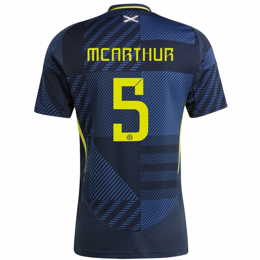 Men Football Scotland Charlie Mcarthur #5 Dark Blue Home Jersey 24-26 T-Shirt Nz