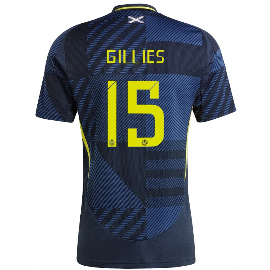 Men Football Scotland Matthew Gillies #15 Dark Blue Home Jersey 24-26 T-Shirt Nz