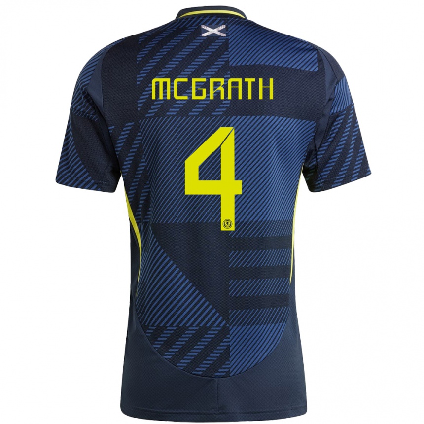 Men Football Scotland Joseph Mcgrath #4 Dark Blue Home Jersey 24-26 T-Shirt Nz