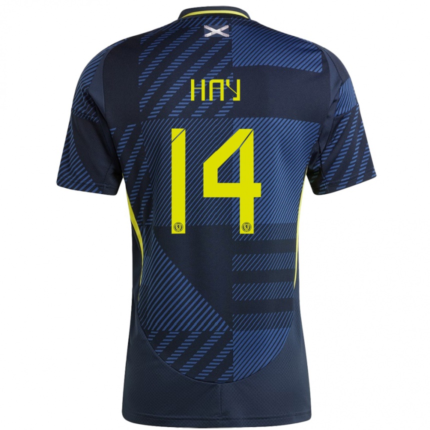 Men Football Scotland Brogan Hay #14 Dark Blue Home Jersey 24-26 T-Shirt Nz