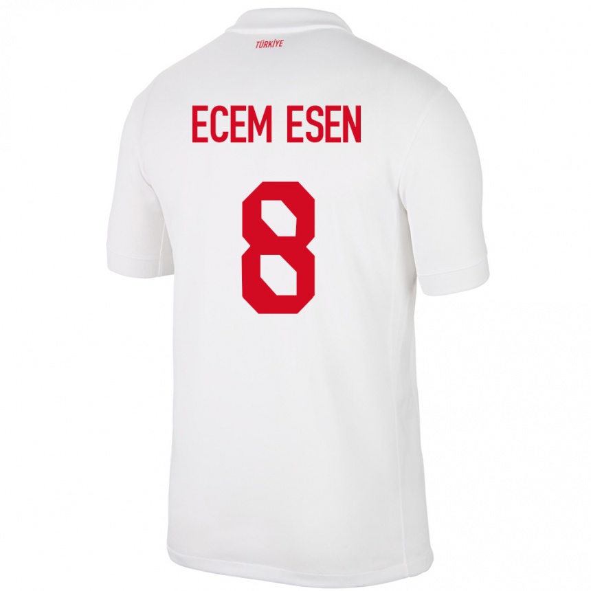 Men Football Turkey Emine Ecem Esen #8 White Home Jersey 24-26 T-Shirt Nz