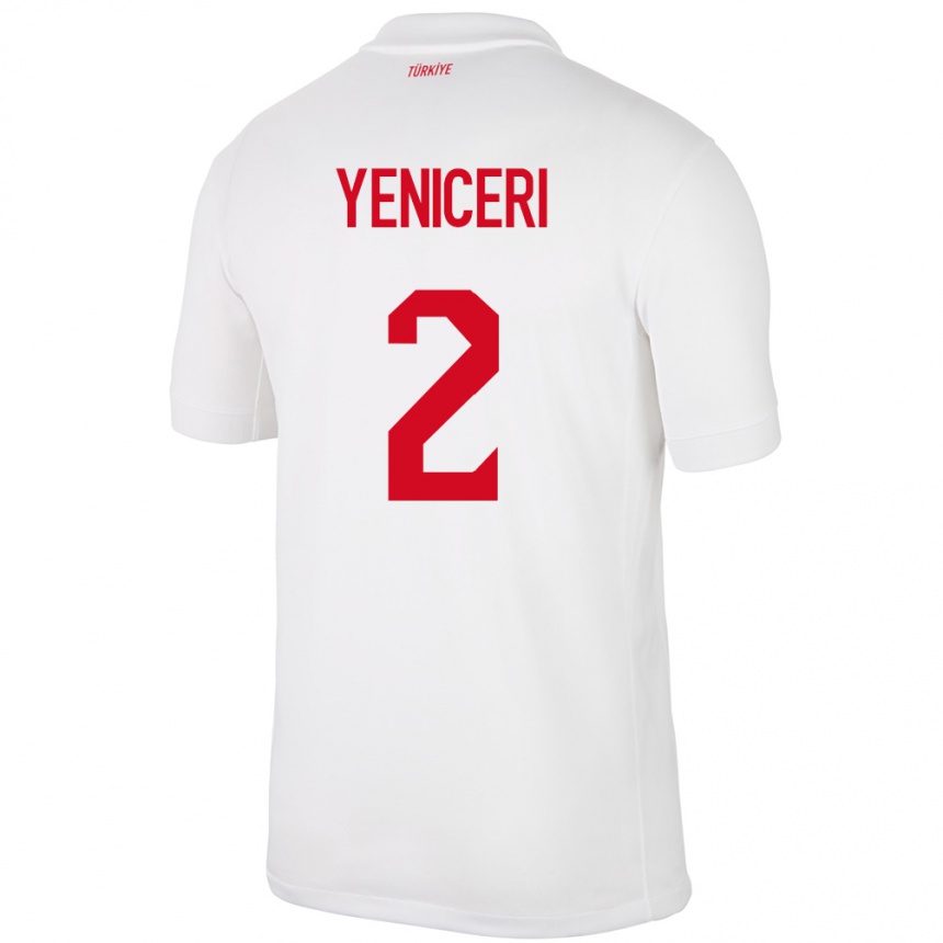 Men Football Turkey Berna Yeniçeri #2 White Home Jersey 24-26 T-Shirt Nz