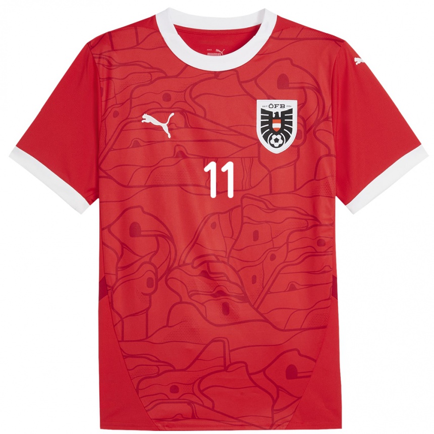 Men Football Austria Marina Georgieva #11 Red Home Jersey 24-26 T-Shirt Nz