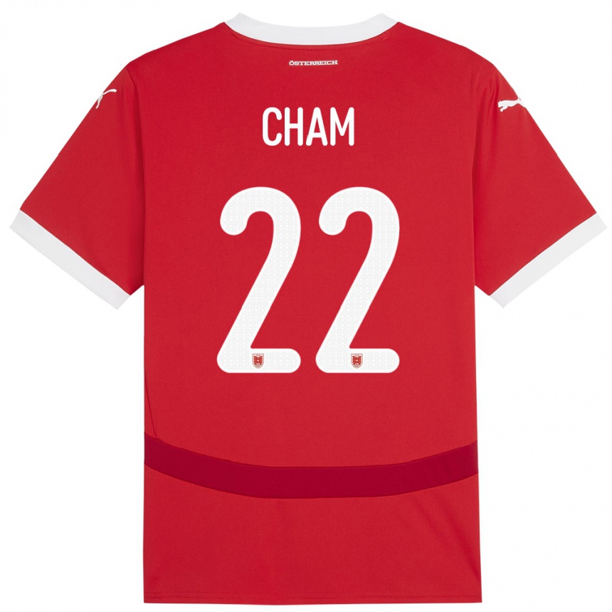 Men Football Austria Muhammed Cham #22 Red Home Jersey 24-26 T-Shirt Nz