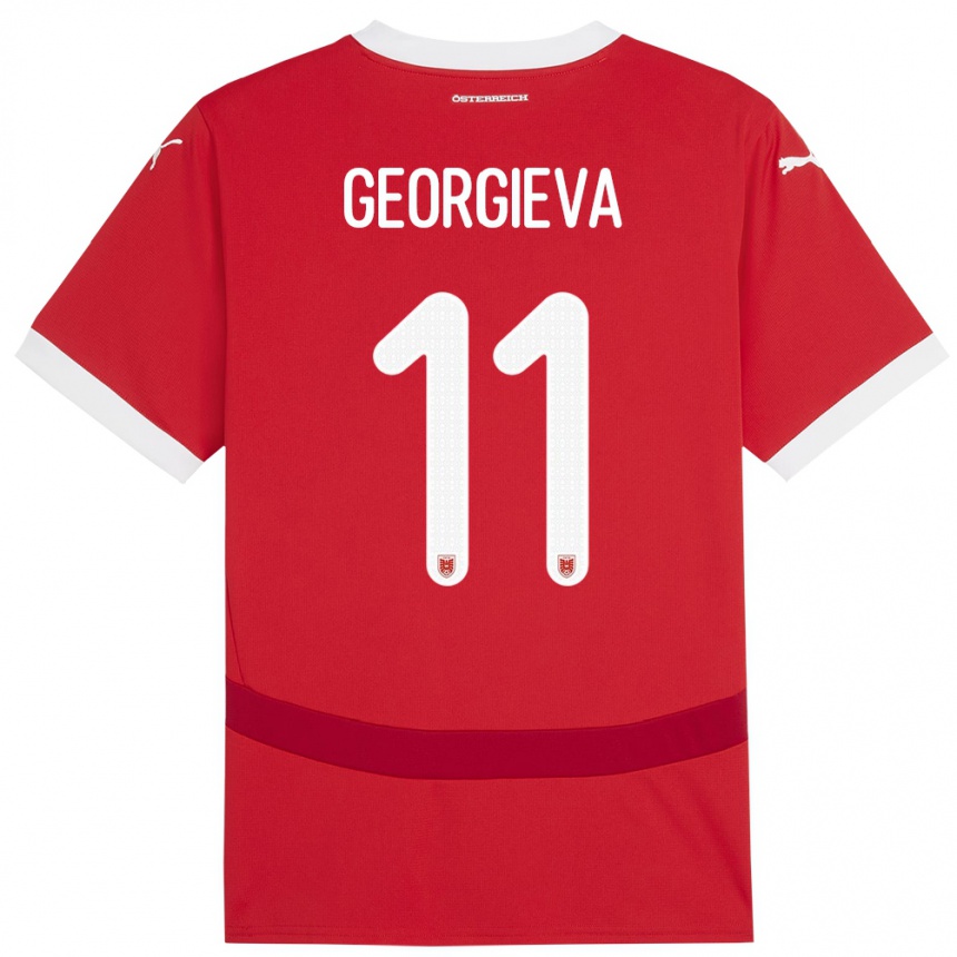 Men Football Austria Marina Georgieva #11 Red Home Jersey 24-26 T-Shirt Nz