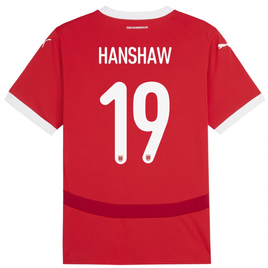 Men Football Austria Verena Hanshaw #19 Red Home Jersey 24-26 T-Shirt Nz