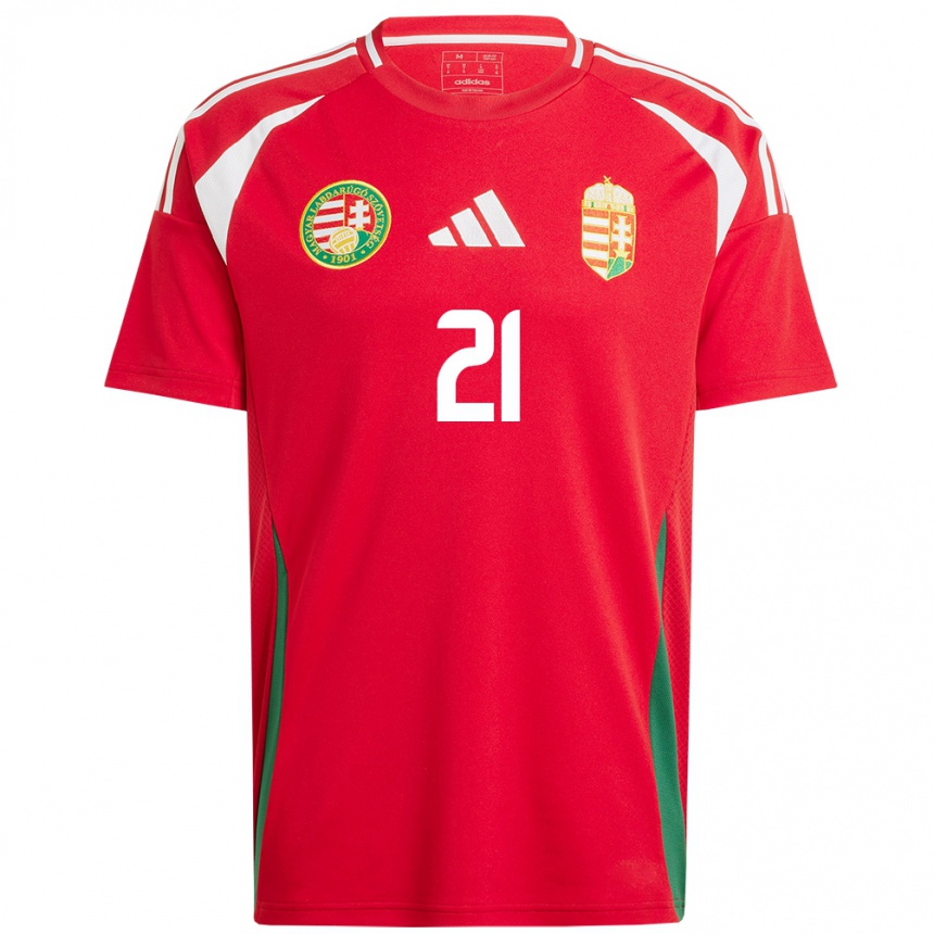 Men Football Hungary Glória Siber #21 Red Home Jersey 24-26 T-Shirt Nz