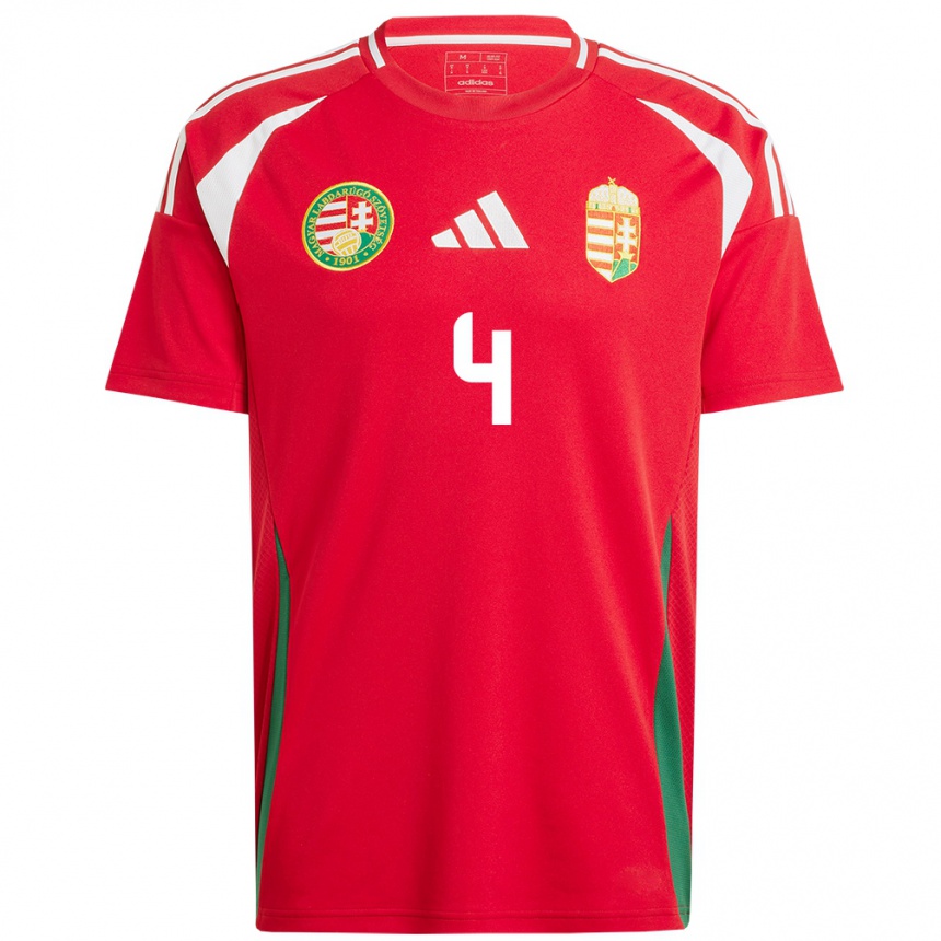 Men Football Hungary Sára Pusztai #4 Red Home Jersey 24-26 T-Shirt Nz