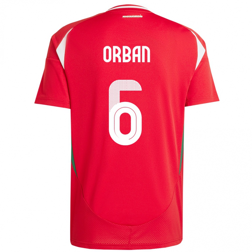 Men Football Hungary Willi Orbán #6 Red Home Jersey 24-26 T-Shirt Nz