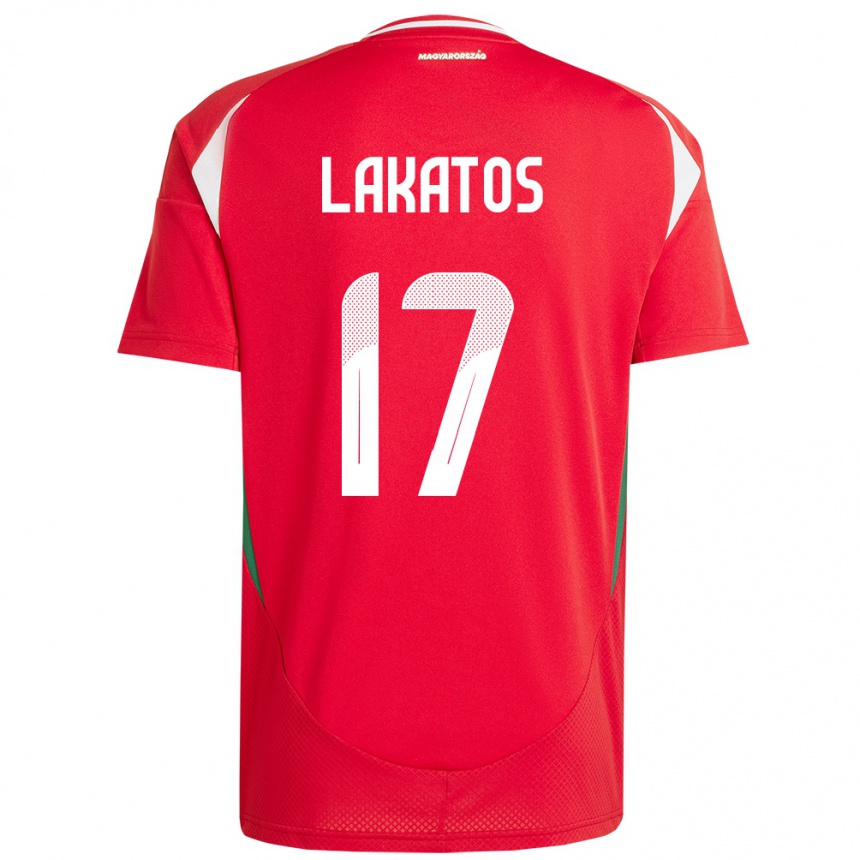 Men Football Hungary Noel Lakatos #17 Red Home Jersey 24-26 T-Shirt Nz