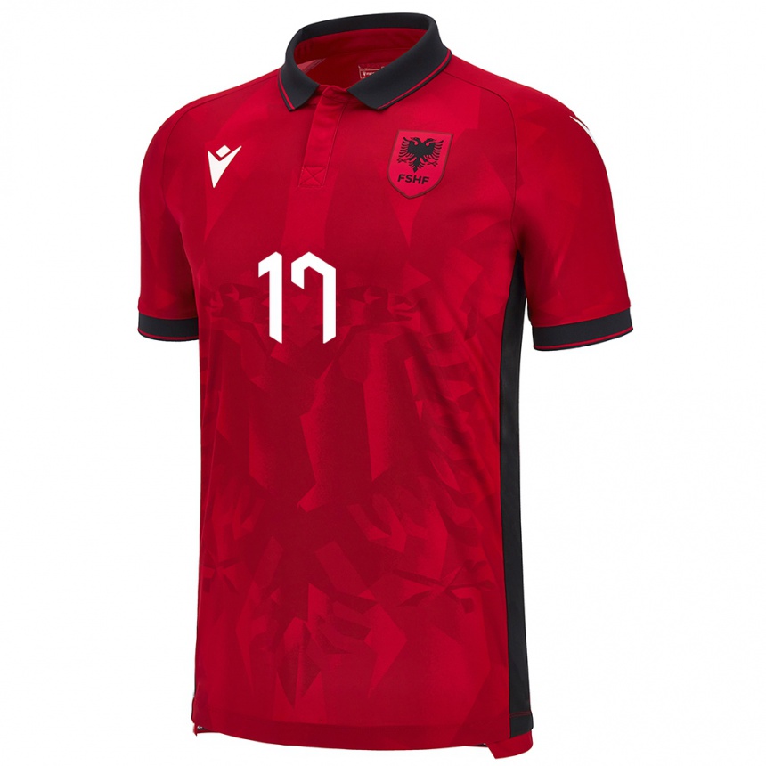 Men Football Albania Elion Jashari #17 Red Home Jersey 24-26 T-Shirt Nz