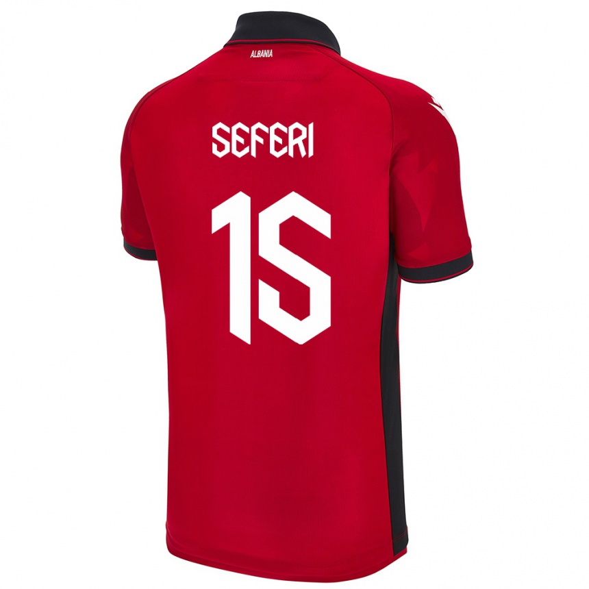 Men Football Albania Taulant Seferi #15 Red Home Jersey 24-26 T-Shirt Nz