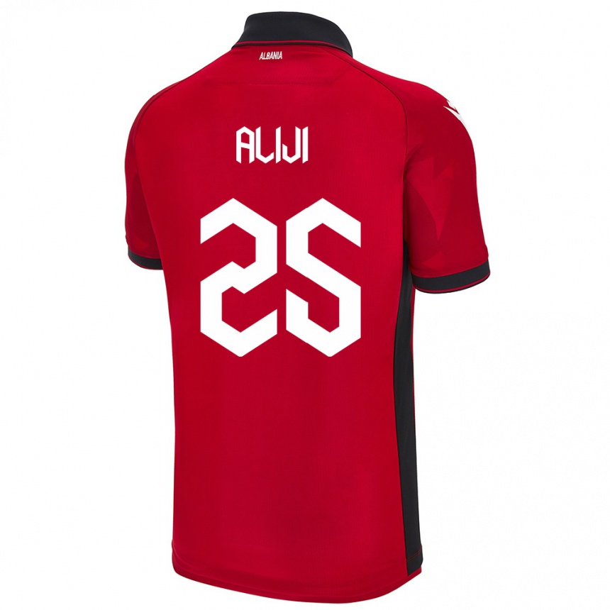 Men Football Albania Naser Aliji #25 Red Home Jersey 24-26 T-Shirt Nz