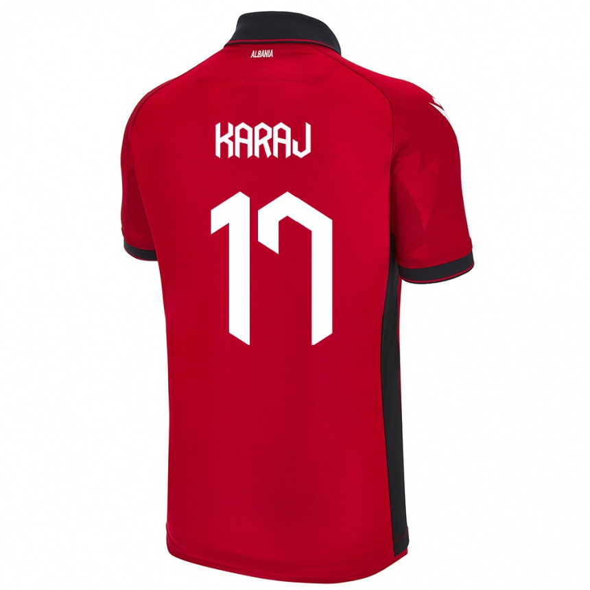 Men Football Albania Eraldo Karaj #17 Red Home Jersey 24-26 T-Shirt Nz