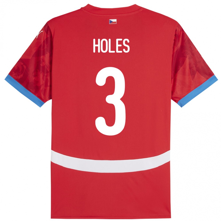 Men Football Czech Republic Tomas Holes #3 Red Home Jersey 24-26 T-Shirt Nz