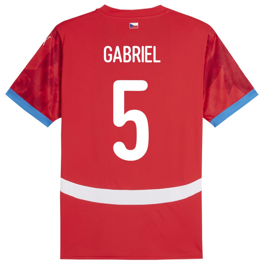 Men Football Czech Republic Adam Gabriel #5 Red Home Jersey 24-26 T-Shirt Nz