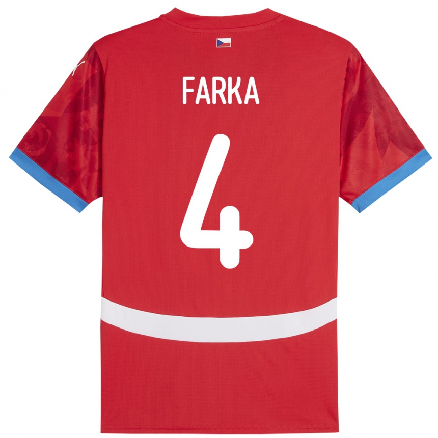 Men Football Czech Republic Dominik Farka #4 Red Home Jersey 24-26 T-Shirt Nz