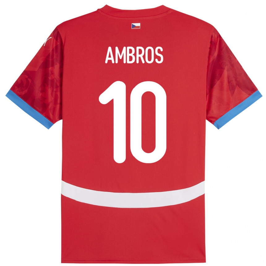 Men Football Czech Republic Lukas Ambros #10 Red Home Jersey 24-26 T-Shirt Nz