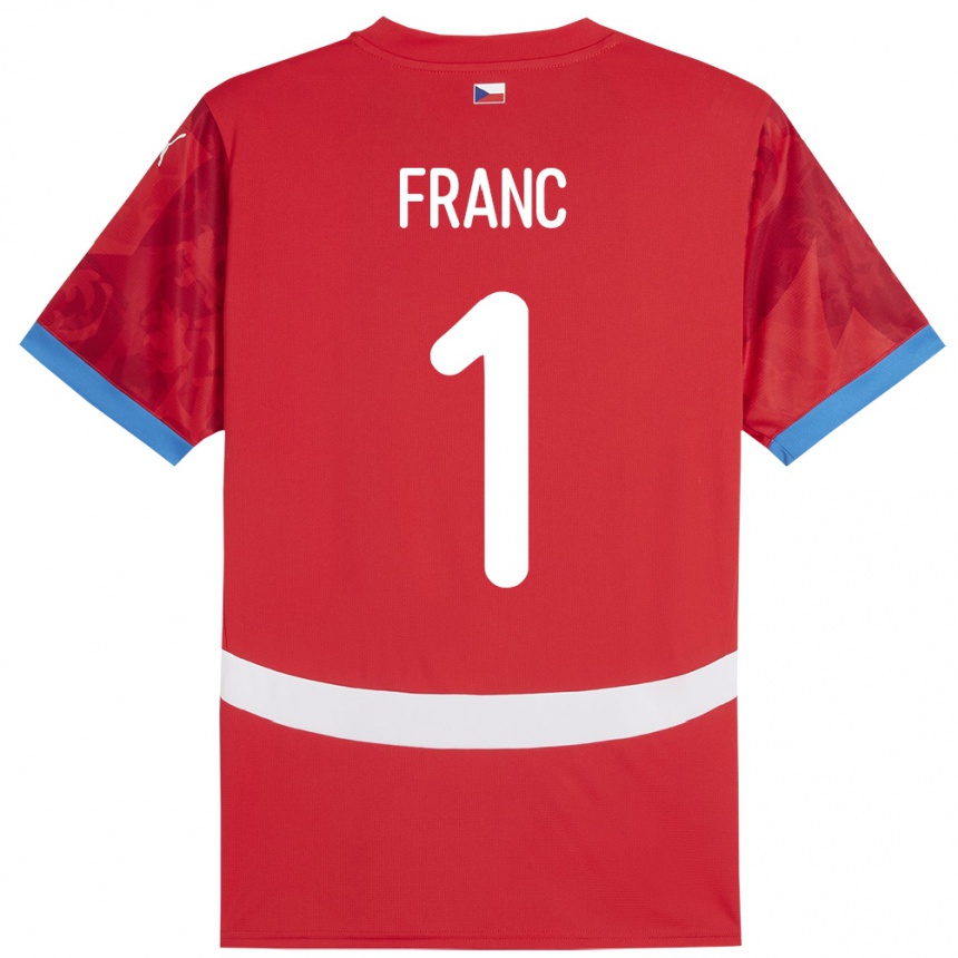 Men Football Czech Republic Lukas Franc #1 Red Home Jersey 24-26 T-Shirt Nz