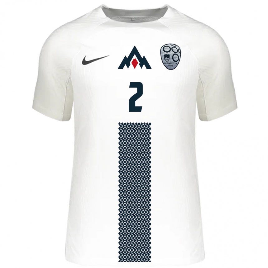 Men Football Slovenia Lana Golob #2 White Home Jersey 24-26 T-Shirt Nz