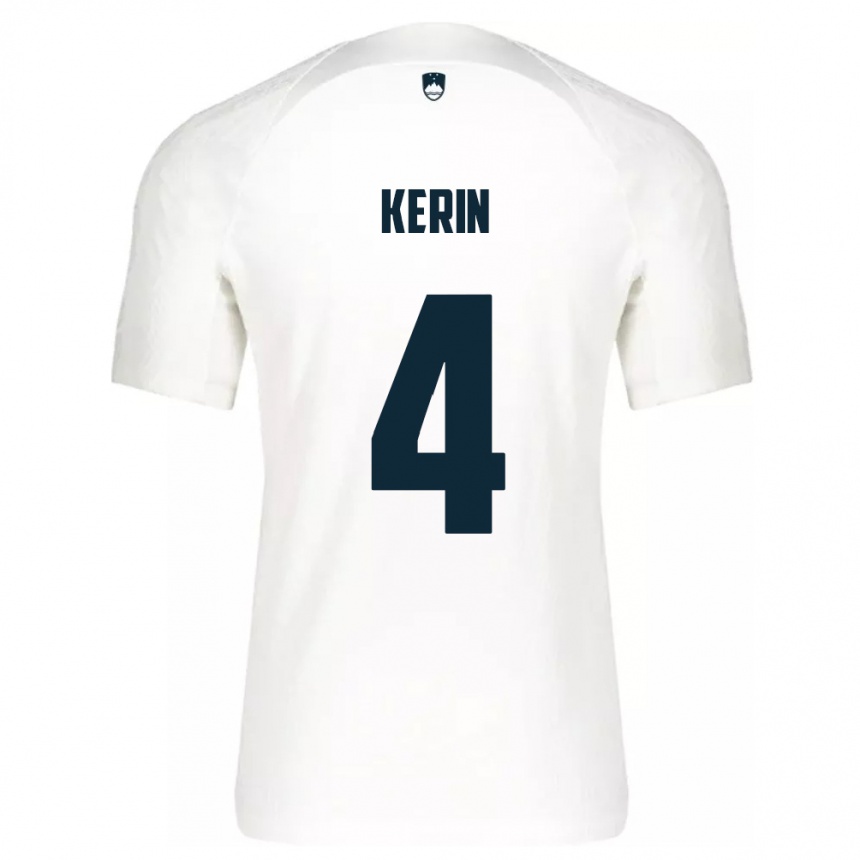 Men Football Slovenia Mark Kerin #4 White Home Jersey 24-26 T-Shirt Nz