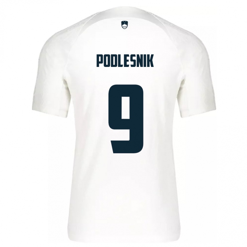 Men Football Slovenia Nik Podlesnik #9 White Home Jersey 24-26 T-Shirt Nz