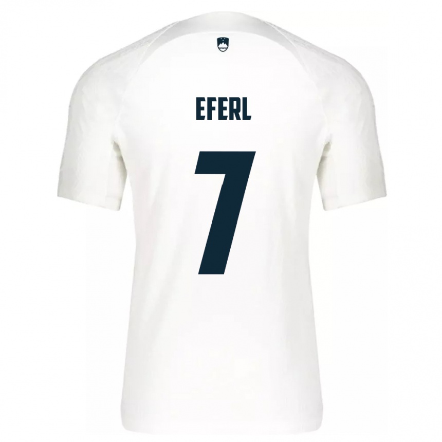 Men Football Slovenia Anja Eferl #7 White Home Jersey 24-26 T-Shirt Nz