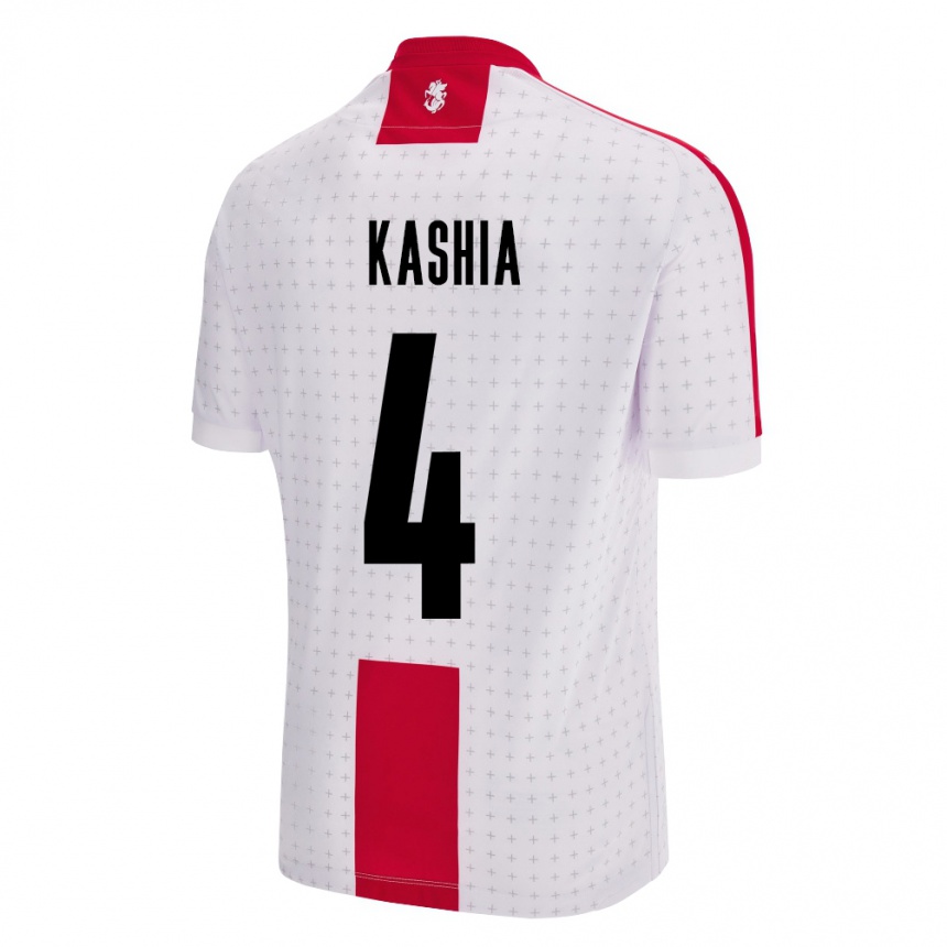 Men Football Georgia Guram Kashia #4 White Home Jersey 24-26 T-Shirt Nz