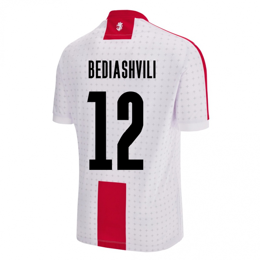 Men Football Georgia Giorgi Bediashvili #12 White Home Jersey 24-26 T-Shirt Nz