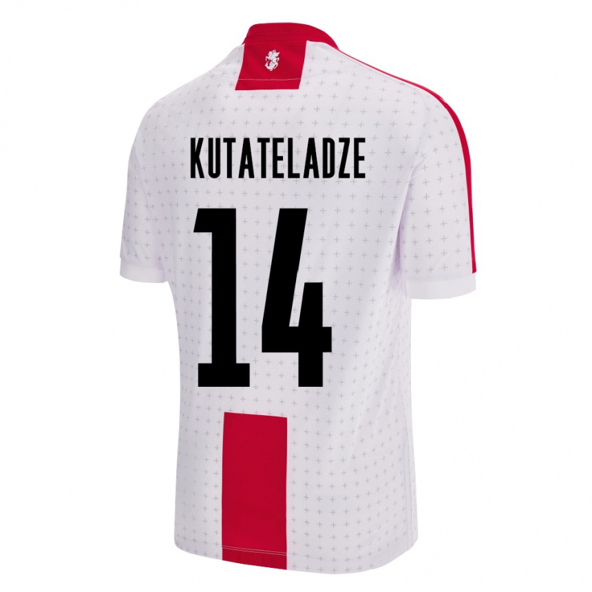 Men Football Georgia Alexandre Kutateladze #14 White Home Jersey 24-26 T-Shirt Nz