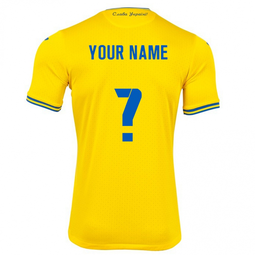 Men Football Ukraine Your Name #0 Yellow Home Jersey 24-26 T-Shirt Nz