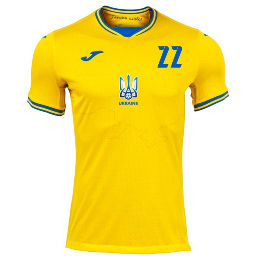 Men Football Ukraine Roman Didyk #22 Yellow Home Jersey 24-26 T-Shirt Nz