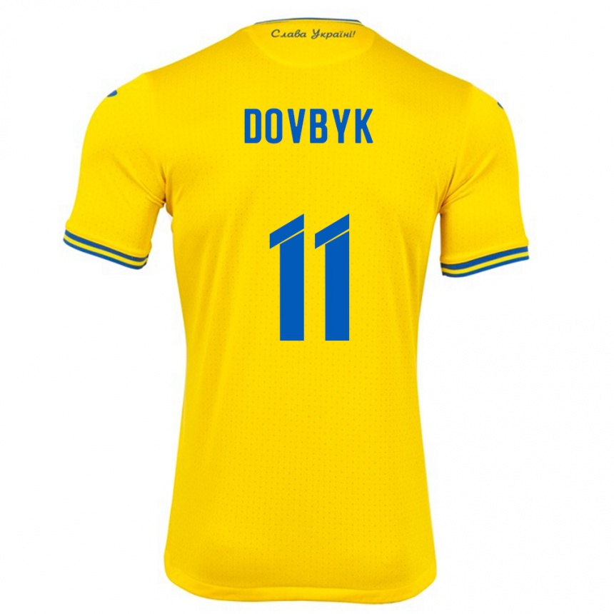 Men Football Ukraine Artem Dovbyk #11 Yellow Home Jersey 24-26 T-Shirt Nz