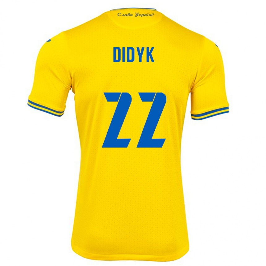 Men Football Ukraine Roman Didyk #22 Yellow Home Jersey 24-26 T-Shirt Nz