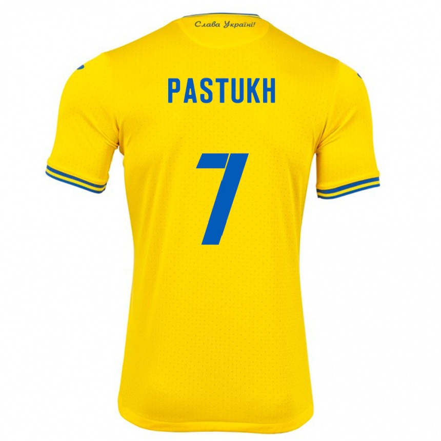 Men Football Ukraine Yevgeniy Pastukh #7 Yellow Home Jersey 24-26 T-Shirt Nz