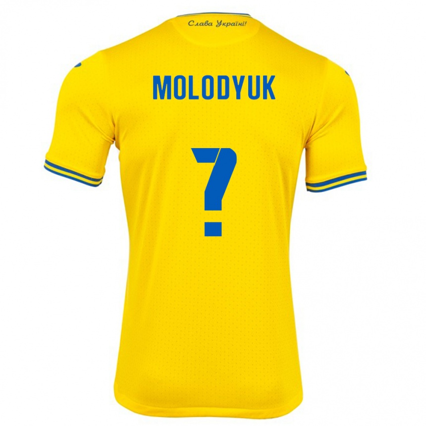 Men Football Ukraine Yelyzaveta Molodyuk #0 Yellow Home Jersey 24-26 T-Shirt Nz