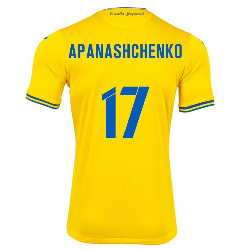 Men Football Ukraine Daryna Apanashchenko #17 Yellow Home Jersey 24-26 T-Shirt Nz