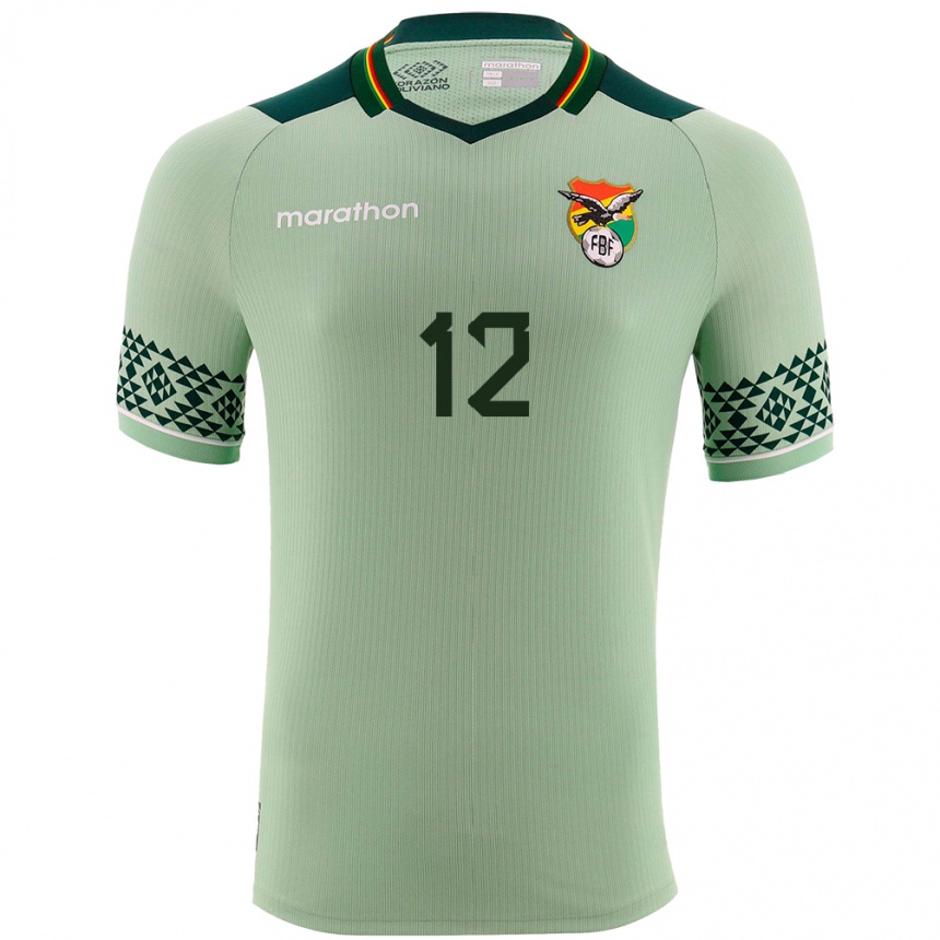 Men Football Bolivia Vanessa Ojeda #12 Light Green Home Jersey 24-26 T-Shirt Nz