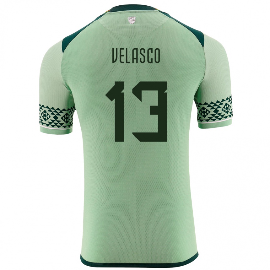 Men Football Bolivia Jhon Velasco #13 Light Green Home Jersey 24-26 T-Shirt Nz