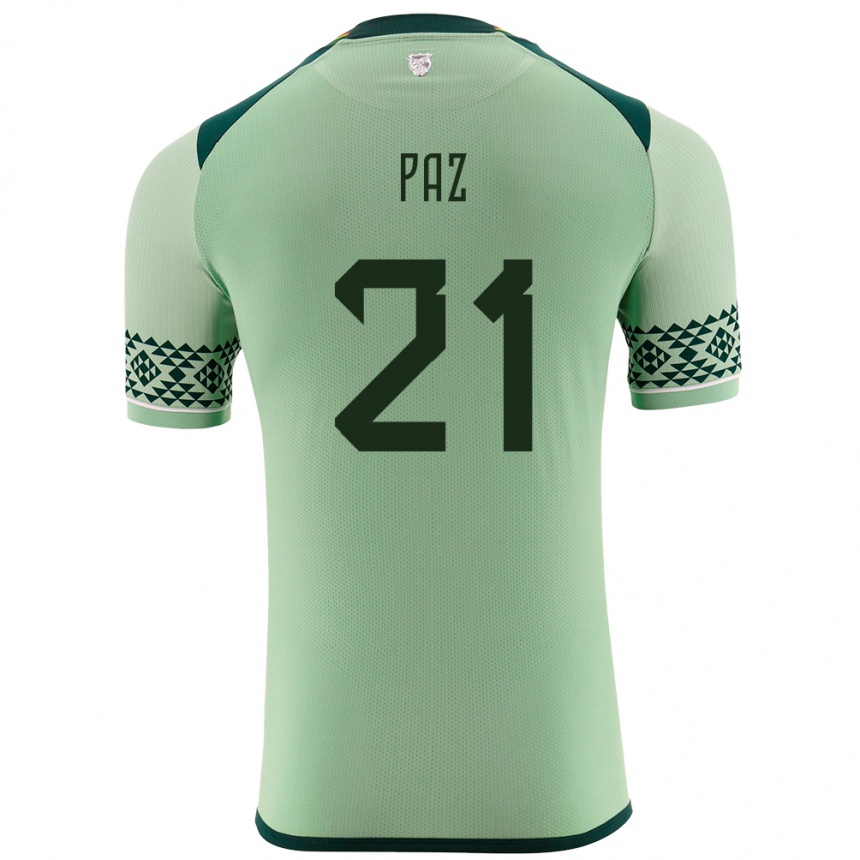 Men Football Bolivia Luis Paz #21 Light Green Home Jersey 24-26 T-Shirt Nz