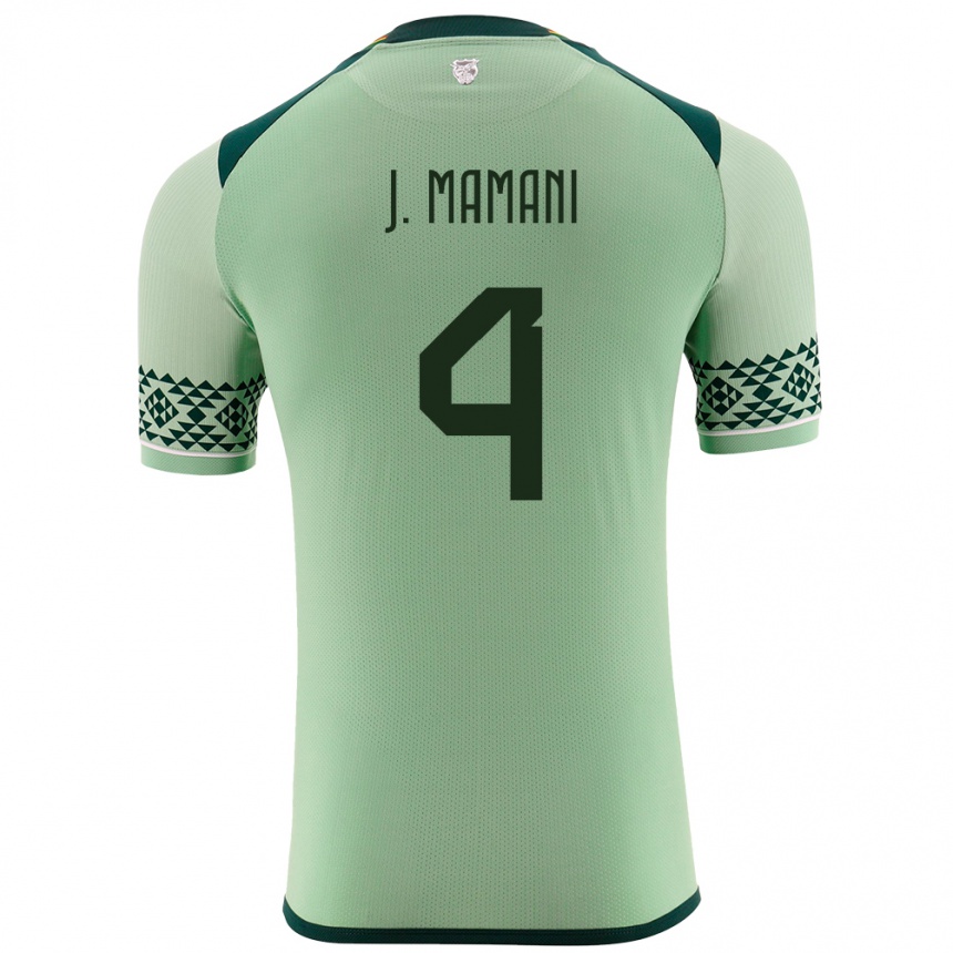 Men Football Bolivia Jhylian Mary Mamani #4 Light Green Home Jersey 24-26 T-Shirt Nz