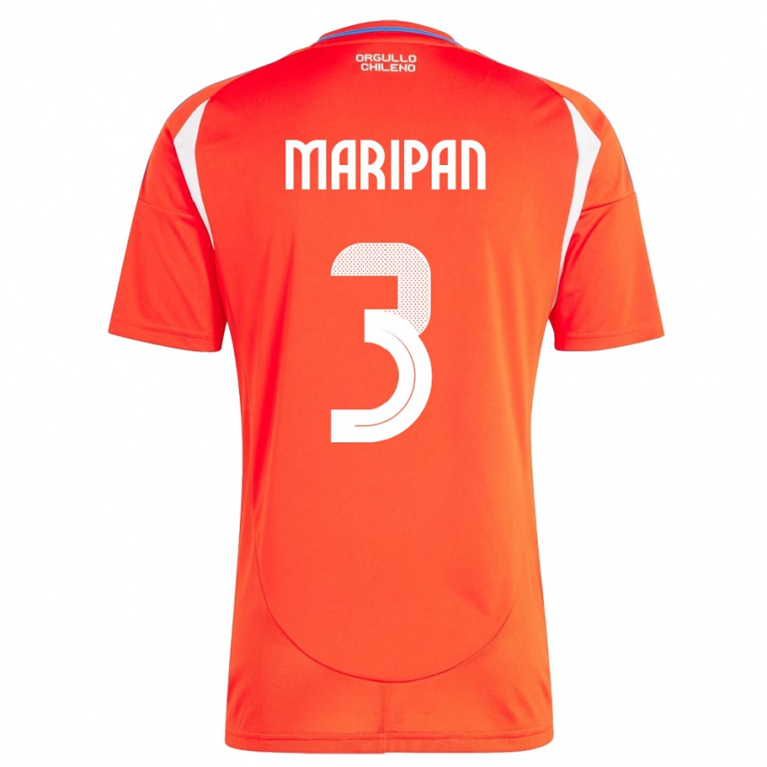 Men Football Chile Guillermo Maripán #3 Red Home Jersey 24-26 T-Shirt Nz