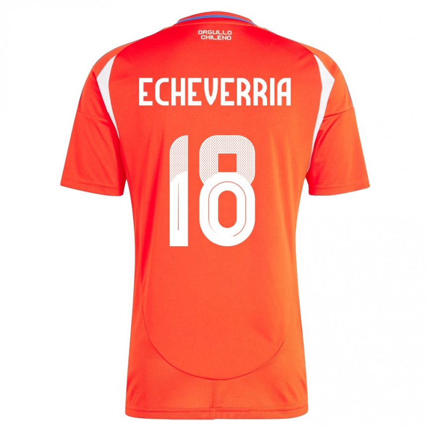 Men Football Chile Rodrigo Echeverría #18 Red Home Jersey 24-26 T-Shirt Nz