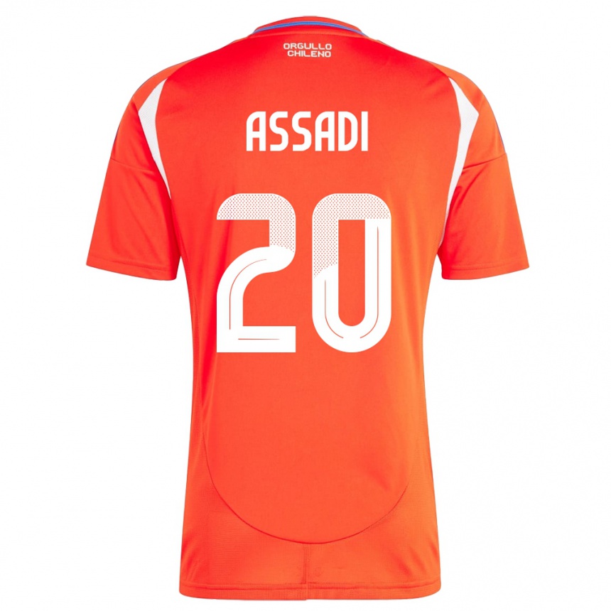 Men Football Chile Lucas Assadi #20 Red Home Jersey 24-26 T-Shirt Nz