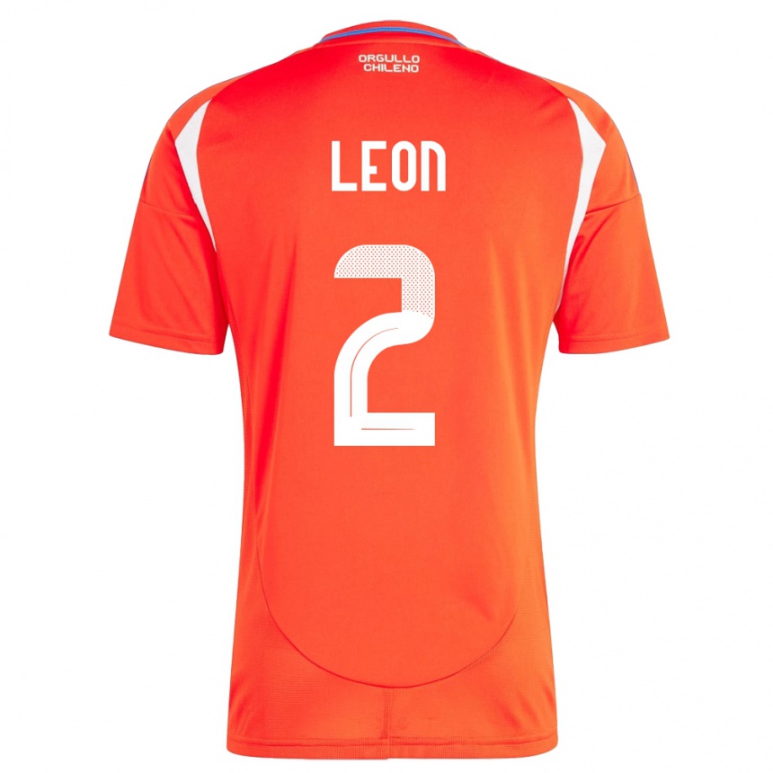 Men Football Chile Maicol León #2 Red Home Jersey 24-26 T-Shirt Nz