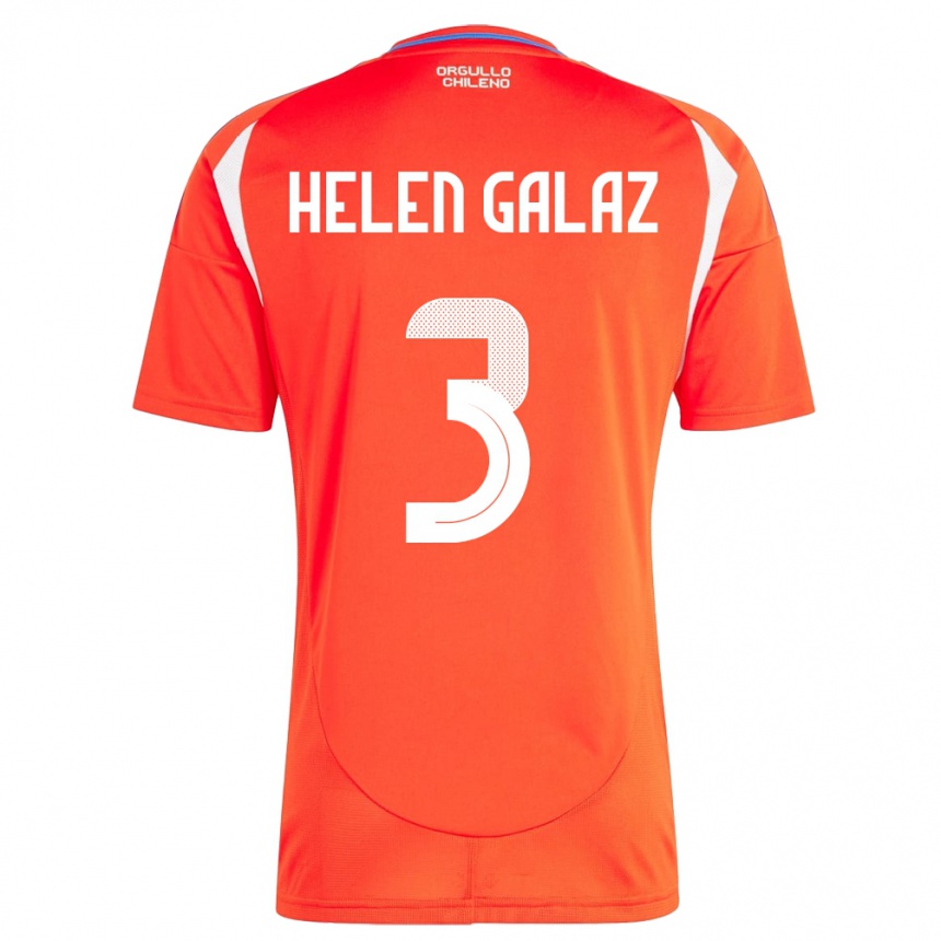 Men Football Chile Su Helen Galaz #3 Red Home Jersey 24-26 T-Shirt Nz