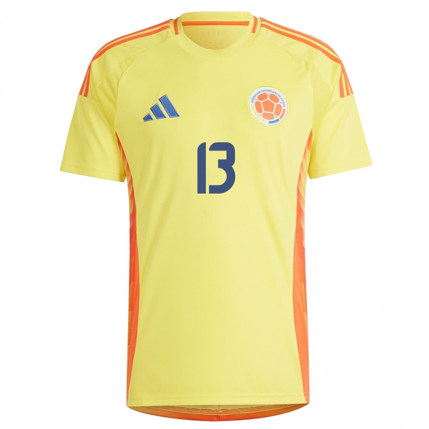 Men Football Colombia Ana María Guzmán #13 Yellow Home Jersey 24-26 T-Shirt Nz