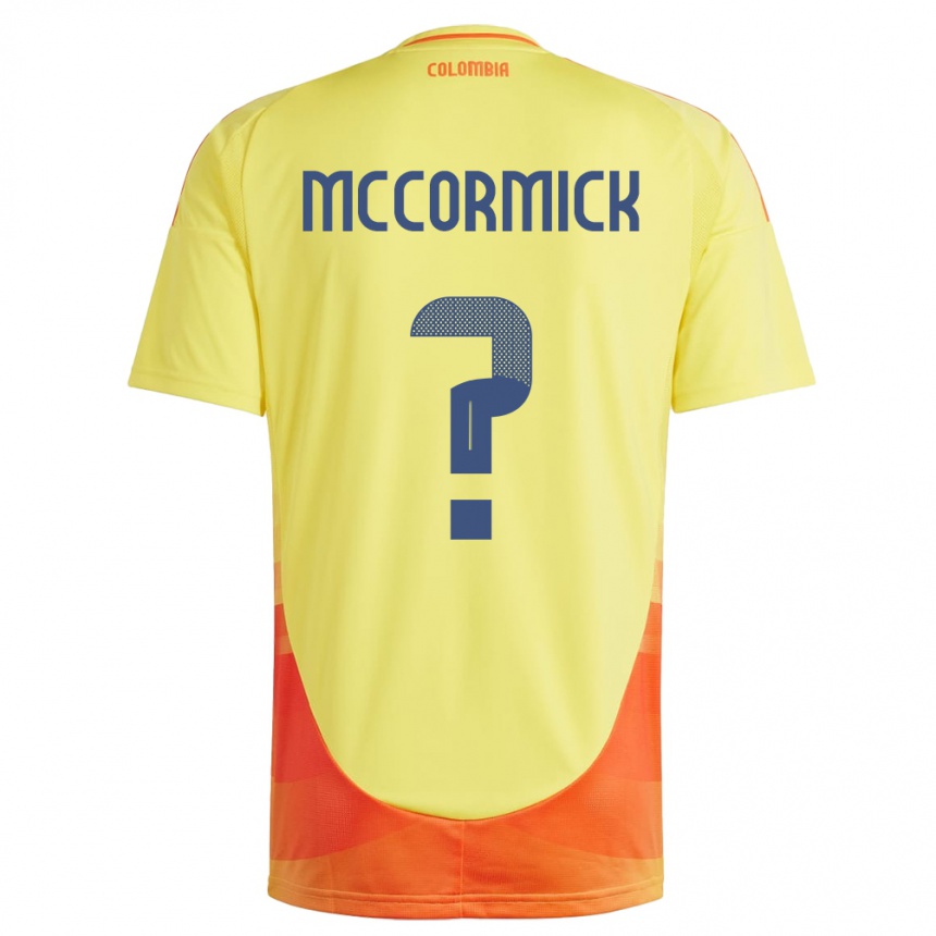 Men Football Colombia Hollman Mccormick #0 Yellow Home Jersey 24-26 T-Shirt Nz