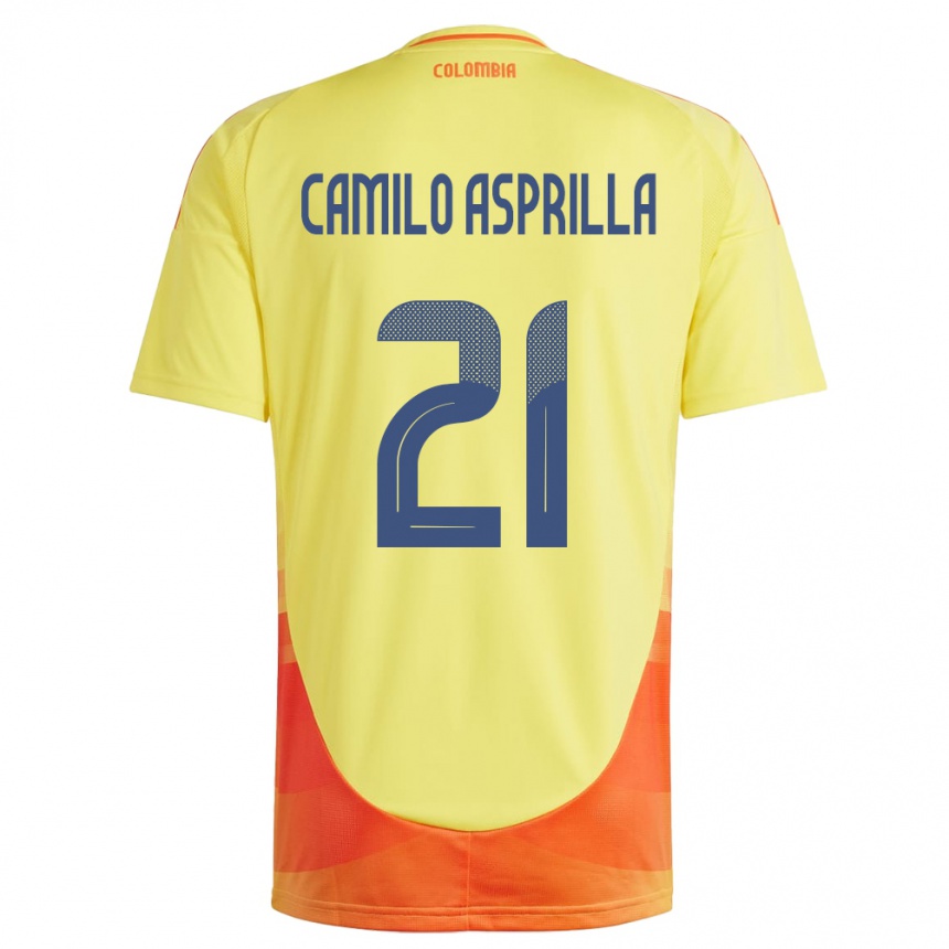 Men Football Colombia Juan Camilo Asprilla #21 Yellow Home Jersey 24-26 T-Shirt Nz